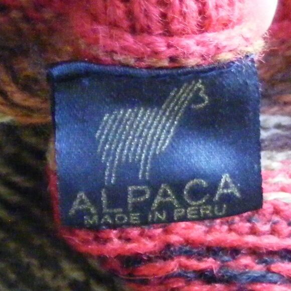 ALPACA Sweater Vest, M/L, Red, Animals, Knit, Pockets, Sleeveless - Picture 9 of 10